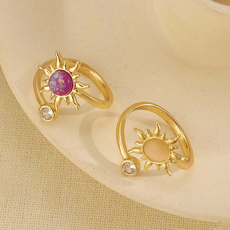 Luxury Zircon Rings for Women Purple Aesthetic Finger Ring Exquisite Vintage Ring Open Adjustable Wedding Party Jewelry Gift Goth Ring