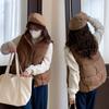 Loose Cotton Sleeveless Vest with Side Zipper for Women, Korean Style Solid Color Coat for Autumn and Winter