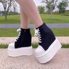 Modne nowe buty na koturnie z grubą podeszwą 14CM damskie wersja koreańska wszechstronne buty na wysokim obcasie podwyższone codzienne buty płócienne