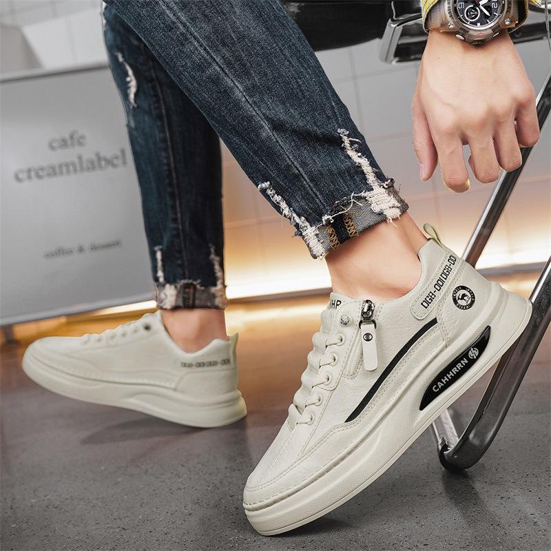 Men's Shoes 2025 New One-pedal High-end Casual Board Shoes Platform Tooling Trendy Shoes Lazy Comfortable Versatile White Shoes