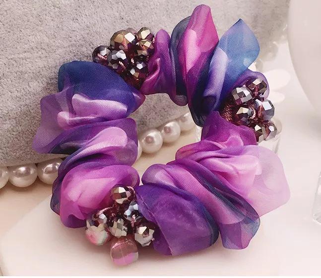 

Шелковая резинка для волос с цветком - Корейский стиль, аксессуар для пучка для женщин