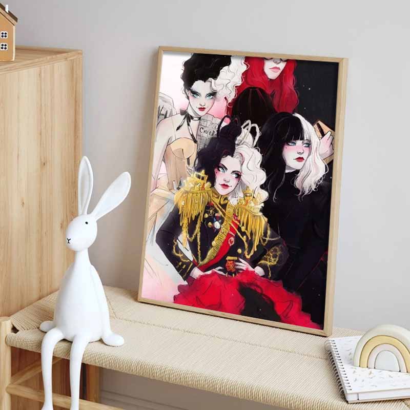 Disney 5D DIY Diamond Painting Black and White Cruella De Vil Group Illustration Embroidered Mosaic Cross Stitch Home Decoration Gift Crafts