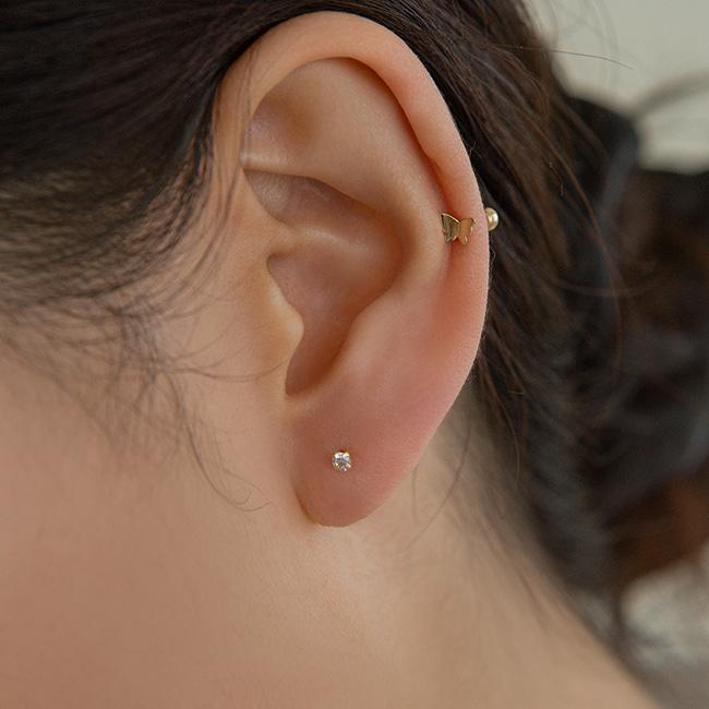 Lunne 14K Butterfly Piercing Earrings (14K Gold) S13
