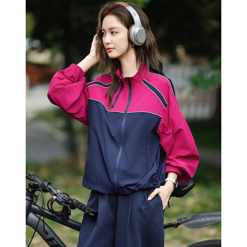 Demana Women s Color Block Stand-up Collar Jacket M