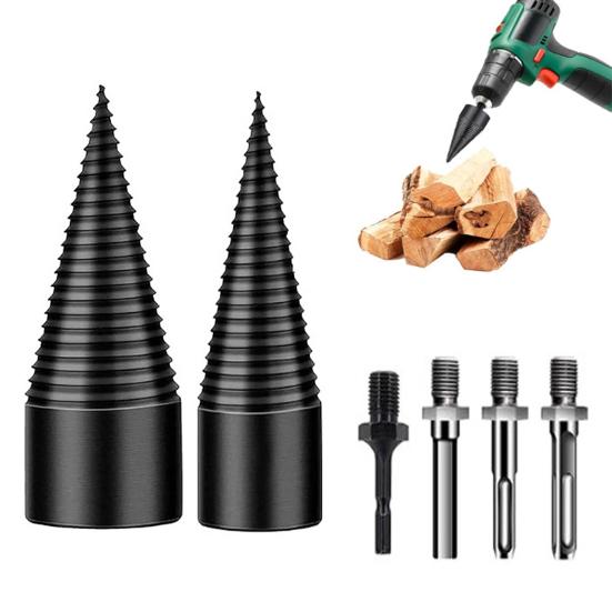Firewood Drill Bit Set Heavy Duty Wood Log Splitter Detachable Electric Drills Screw Cone Driver Tool Firewood Prep Tool for Splitting Woods