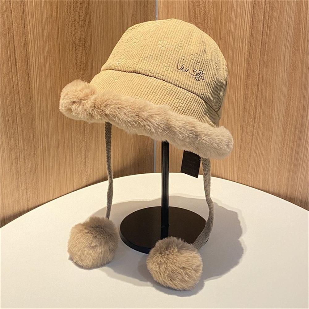 

Windproof Coldproof Fisherman Hat Fluffy Ear Protection Versatile Beanies Caps for Autumn Winter хаки