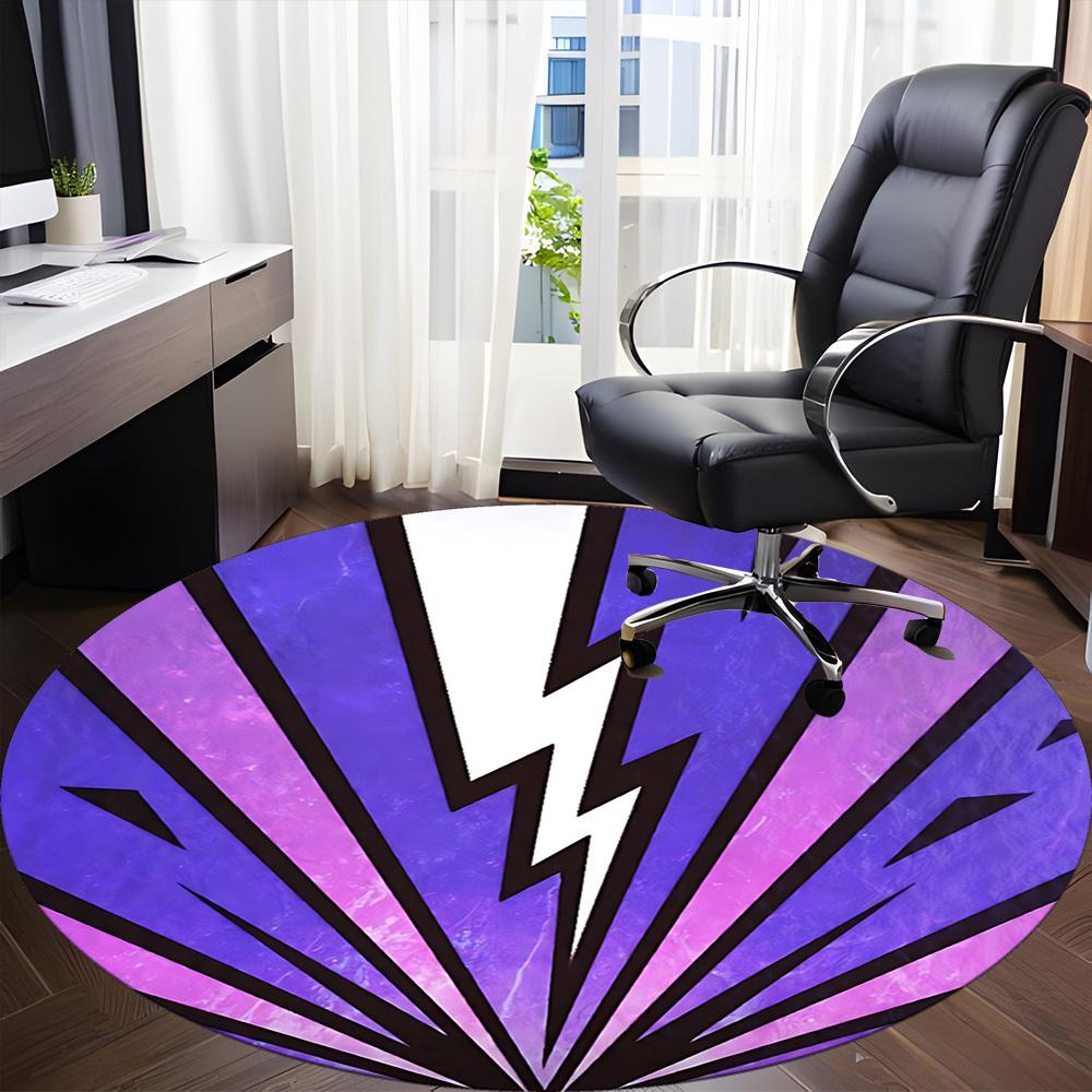 1PC Lightning Bolt Office Round Rug, Non Slip, Soft and Durable Office Rug for Interior Decoration, Perfect for Office