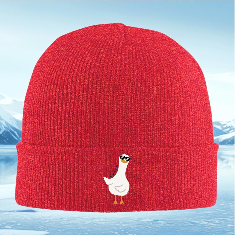 

Cool goose wearing sunglasses black text Men Women Unisex Knitted Hat Beanie Pullover Cap Winter Thermal Warm Christmas Outdoor