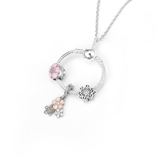 Simple Round Geometric Cubic Zircon Necklace Silver Color Clavicle Chain Union Rainbow Crown Charm Necklace For Women Jewelry