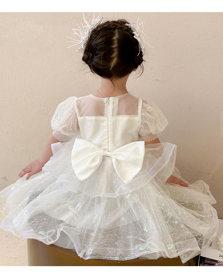 Girls' Dress, Summer New Style, High-end and Western-style, Children's White Birthday Dress, Princess Dress