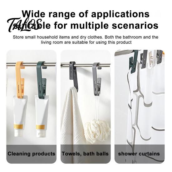 Punch Free Mounting Clips Laundry Hook with Clip, Non-Drilling ABS Closet Organizer, Multi Purpose Portable Clothes Drying Durable Anti-slip Clip for