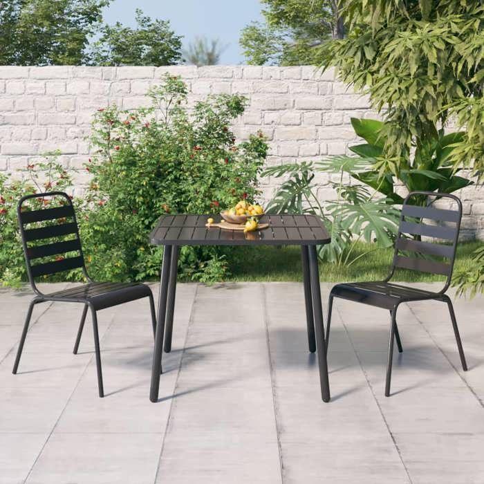 VidaXL Ensemble à manger de jardin 3 pcs anthracite acier, ensemble de salle à manger, ensemble de salle à manger 3187987