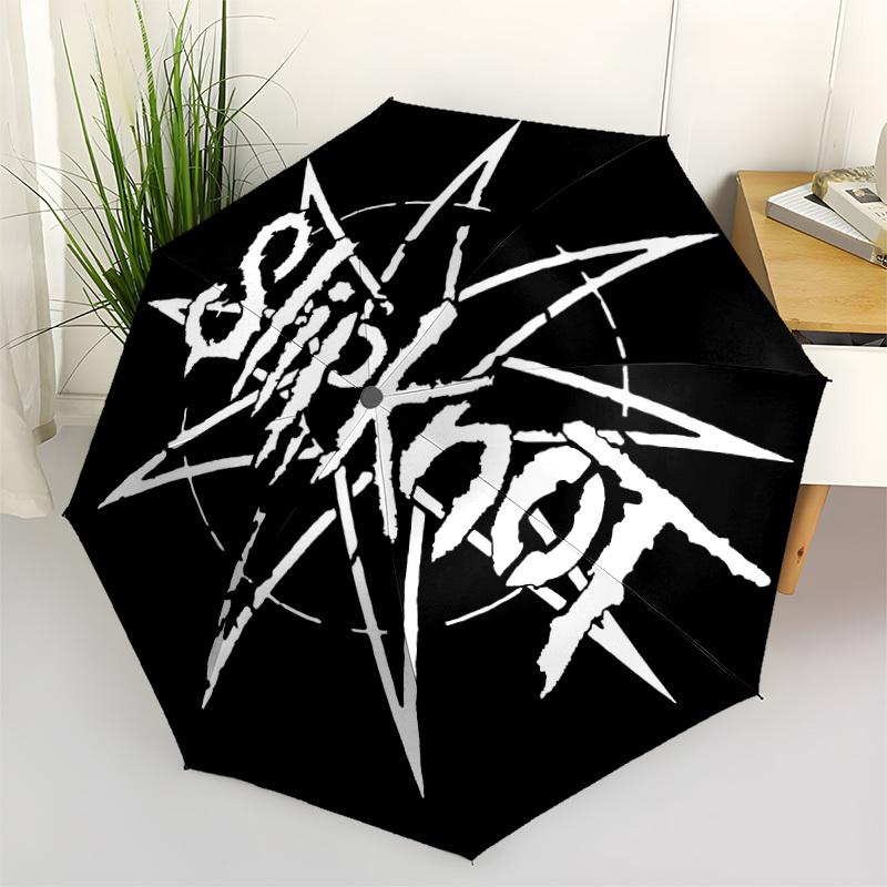 

1PC Slipknot Band Logo Automatic Open/Close Umbrella, 8-Rib Sturdy Frame, Lightweight Portable Umbrella, Commute, Business - Ideal Gift for Friend, Vi