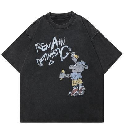 Streetwear Maglietta Unisex con Grafica Topolino su Entrambi i Lati Maglietta di Cotone Top Unisex Magliette Estive Maniche Corte