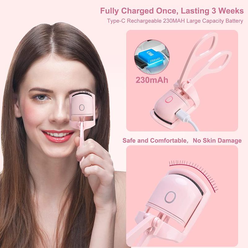 Electric Heated Eyelash Curler Eyelashes Curls Thermal Eyelash Curler Temperature Control Charging Mini Long Lasting Makeup Tool