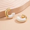 PuRui Trendy White/Black/Red C Shape Stud Earrings for Women New Acrylic Simple Earrings Ladies Party Wedding Zircon Gifts 2024