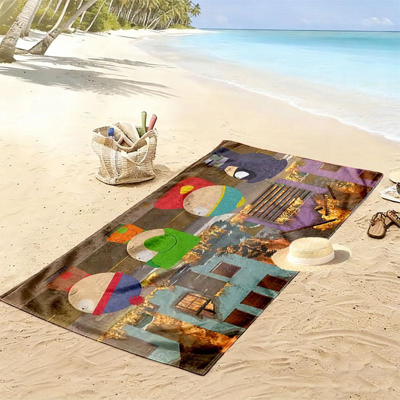 South Park Print Beach Towel, Large Soft Quick Dry Towel for Beach Camping Swimming