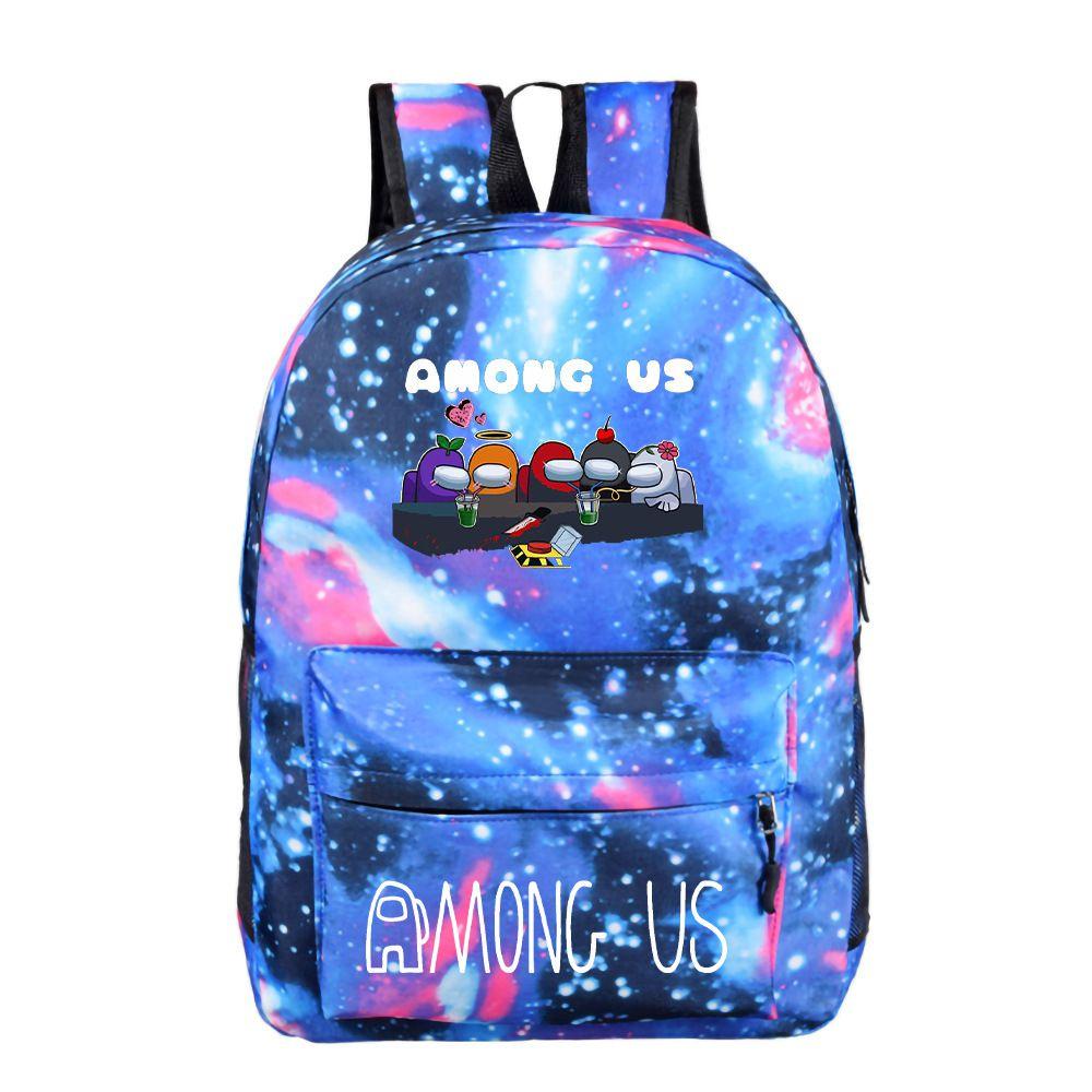 Stylish Among Us Backpack With Starry Background Perfect For Boys And Girls