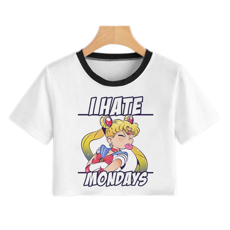 Sailor Moon Sailor Moon Cold Moon T-Shirt New Short T-Shirt Women'S Sexy Navel Shirt