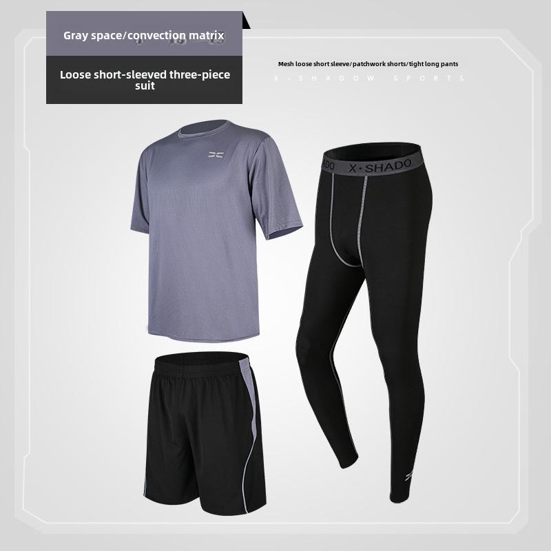 Men's Casual Fitness Running Suit: Shorts & Short-Sleeved Tights for Yoga & Training