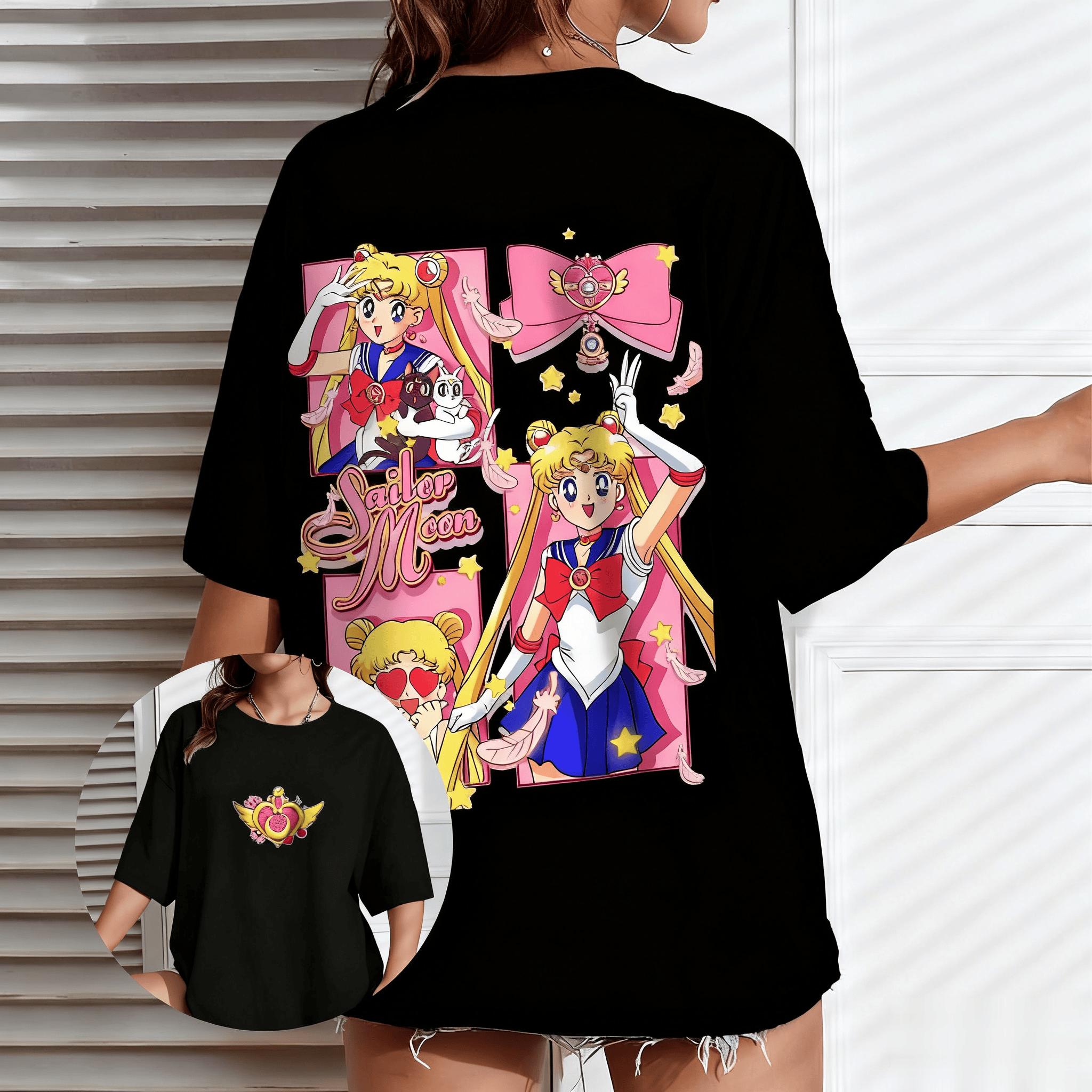 

2026 Sailor Moon Anime Unisex Women T Shirt Casual Short Sleeve Tops Cartoon Print New Summer Streetwear Harajuku Graphic Tee Y2k S