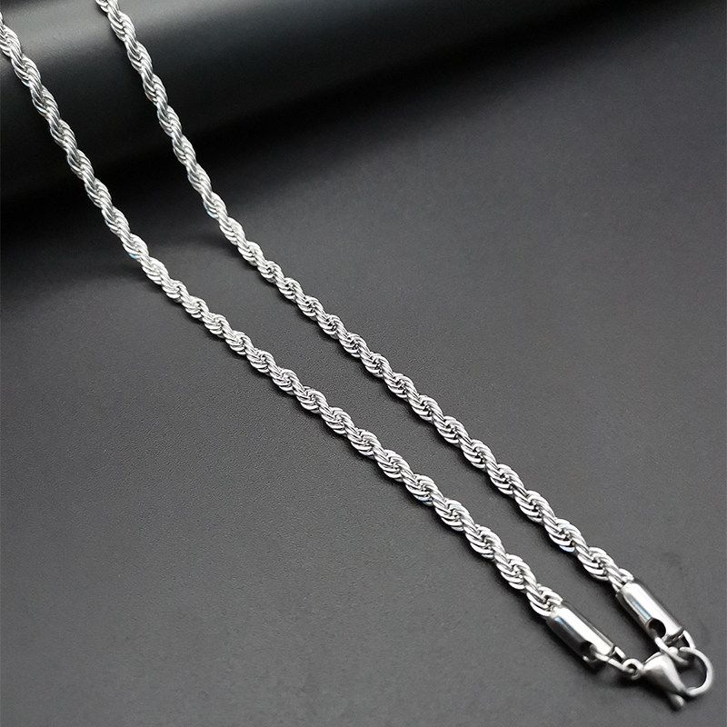 Style Necklace Men's Trendy Necklace Hemp Flowers Chain Women's Hip Hop Chain Thick Men All-Match Jewelry Clavicle Chain Light Luxury Minority