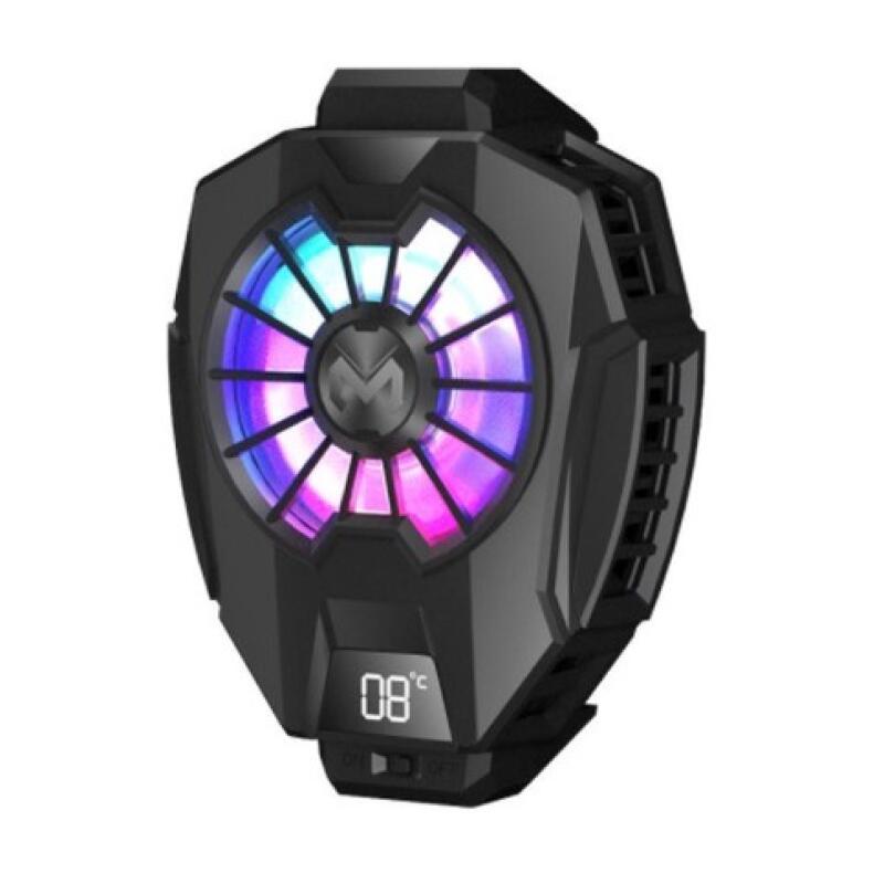 Phone Gaming Cooler K4 Portable Semiconductor Radiator Cooling Fan Low Noise Intelligent Temperature Control Digital Display For IOS Android DL05 Black
