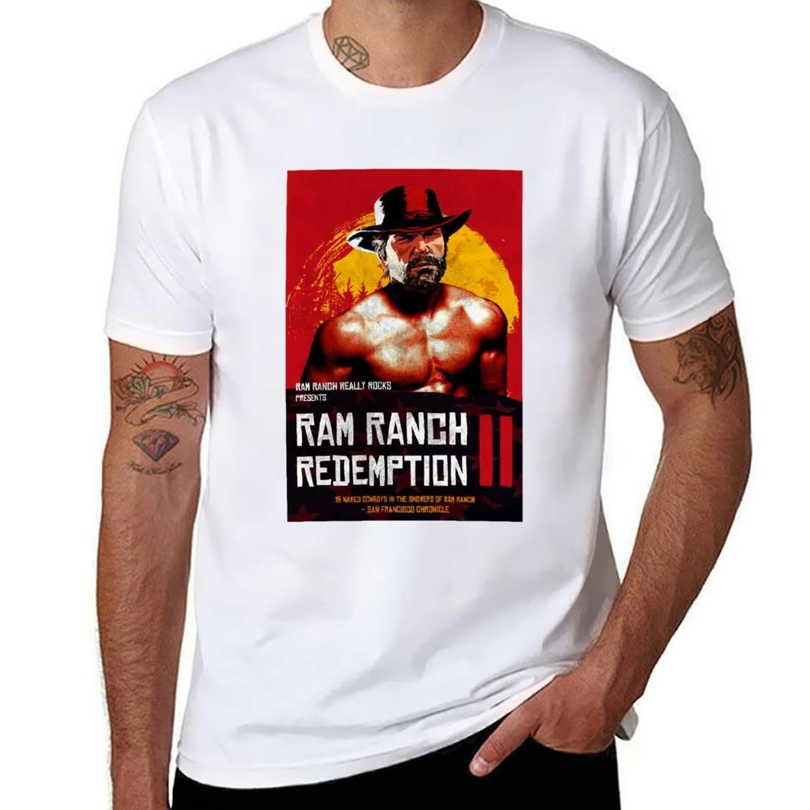 2025 new Ram Ranch Really Rocks TShirt oversized boys animal print summer tops black t shirts for men Highquality comfort S