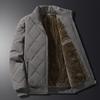 Men's Warm Parker Coat Autumn Winter Outdoor Sports Thick Anti Cold Cotton Jacket Stand Up Collar Checkered Cotton Coat