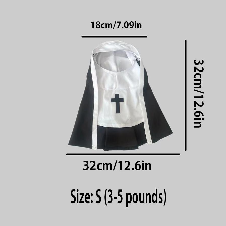 

Halloween Dog Clothes Cute Christ Nun Cosplay Pets Costume For Small Large Dogs Cross Print Makeup Chihuahua Outfits Cats Gift
