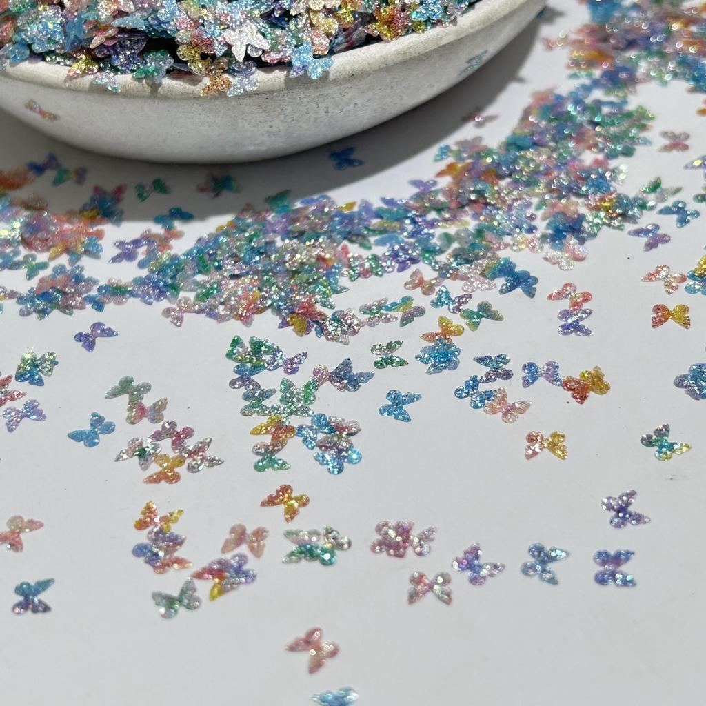 Gradient Butterfly Sequin Nail Art Decorations - Colorful Starry Sky DIY Materials