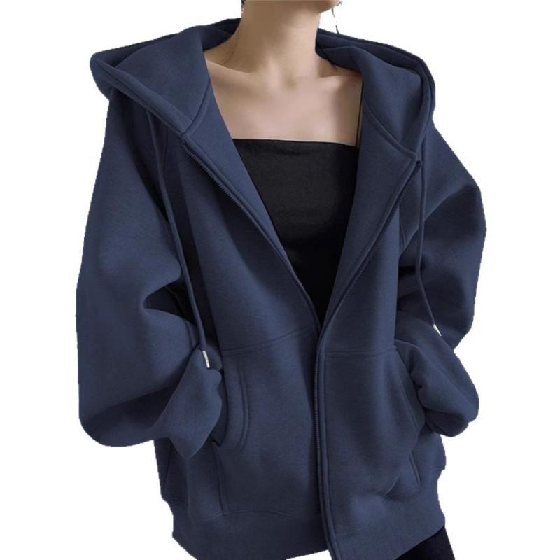 Womens Oversized Cotton Hoodie Loose Fit Casual Fall Winter Sweatshirt Slimming Mid Length