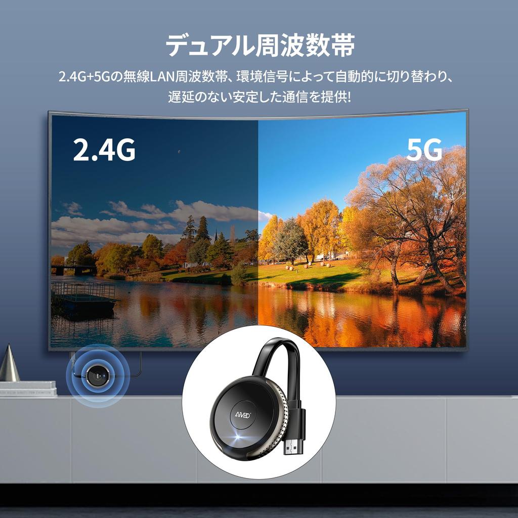AIMIBO 2025 New Wireless HDMI Mirror Cast Plug Play 4K HDMI Wireless Mirroring for and Mac OS and Stream Videos To Your Enjoy On a Big Compatible with