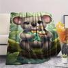 1PC Retro-style animals Print FlAannel Blanket, High quality Comfortable for All Seasons, Home Decor, Warmth and Comfort