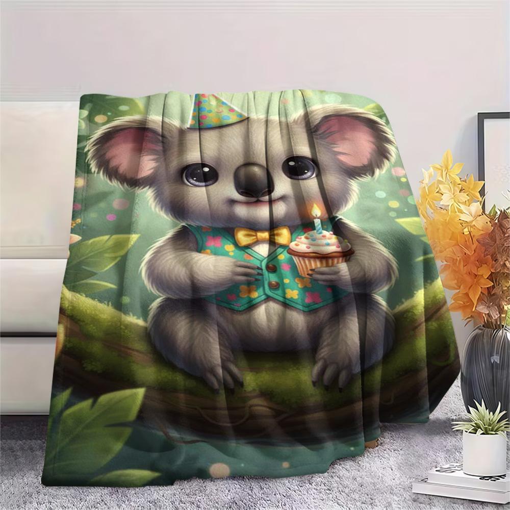 1PC Retro-style animals Print FlAannel Blanket, High quality Comfortable for All Seasons, Home Decor, Warmth and Comfort