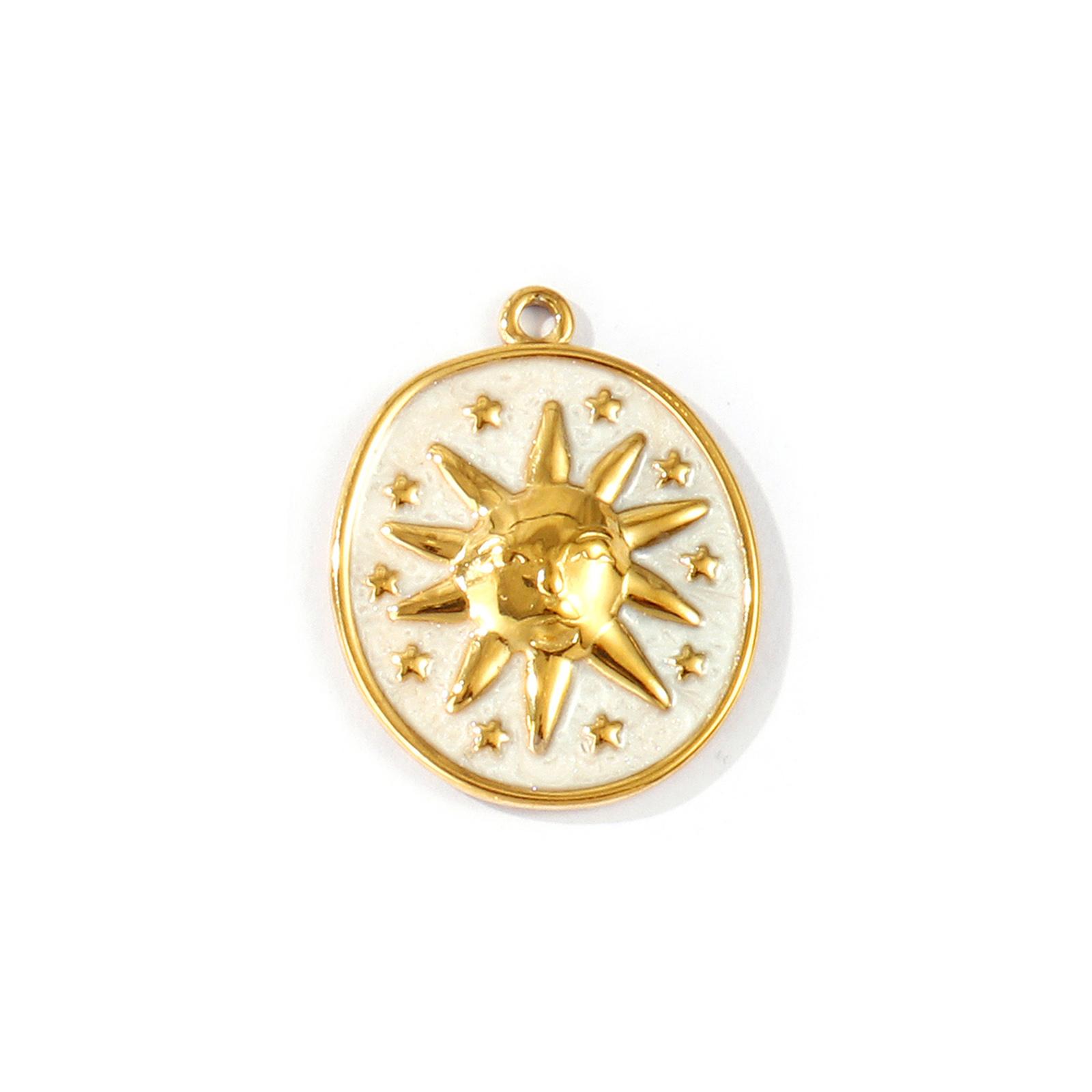 

2 Pcs Waterproof Charms Pearlescent Enamel Flower Sun Star 304 Stainless Steel 18K Gold Plated Pendants For DIY Necklace Making