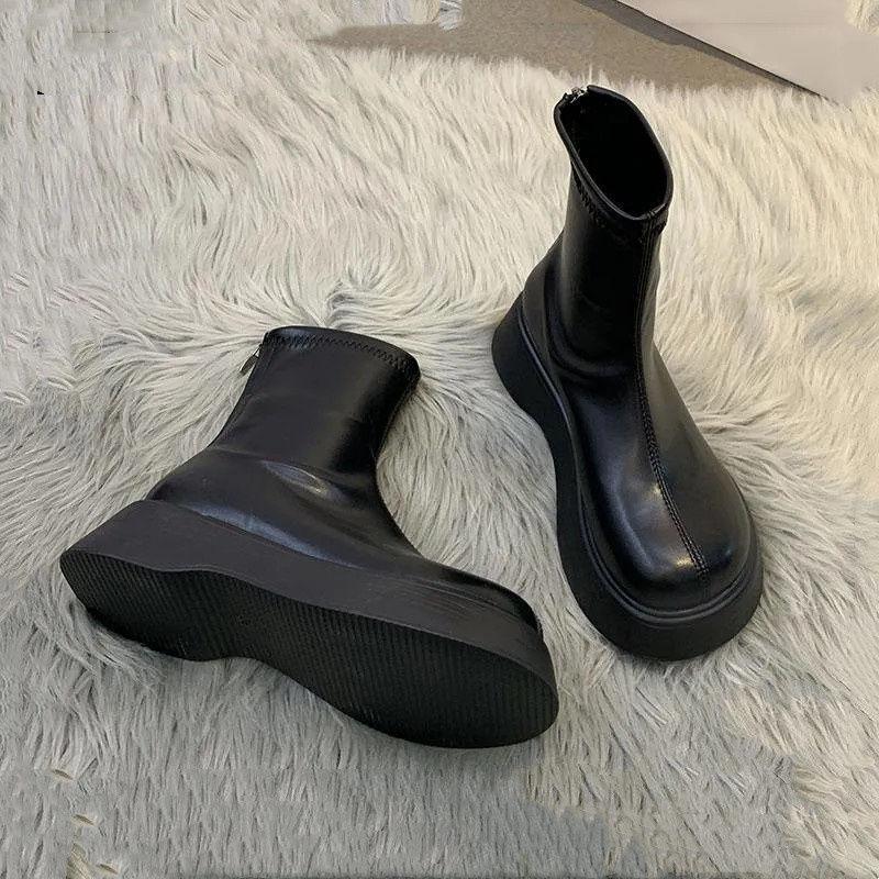 Single Boots Short Boots Women's Autumn 2025 New Muffin Non-slip Internet Celebrity Fashion Versatile Small Retro Thin Boots