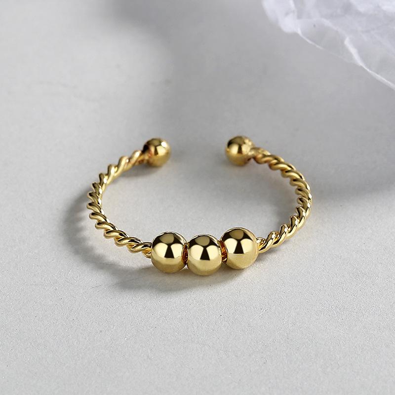 Inel rotund cu margele rotunde cu două straturi pentru femei Inel pentru ameliorarea anxietății pentru femei