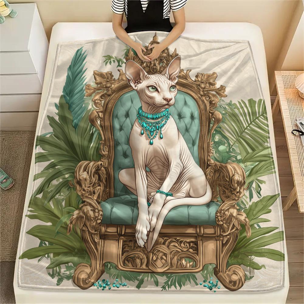 Gem Cat Print Flanelldecke, Hohe Qualität, Bequem für alle Jahreszeiten, Heimdekoration, Wärme und Komfort