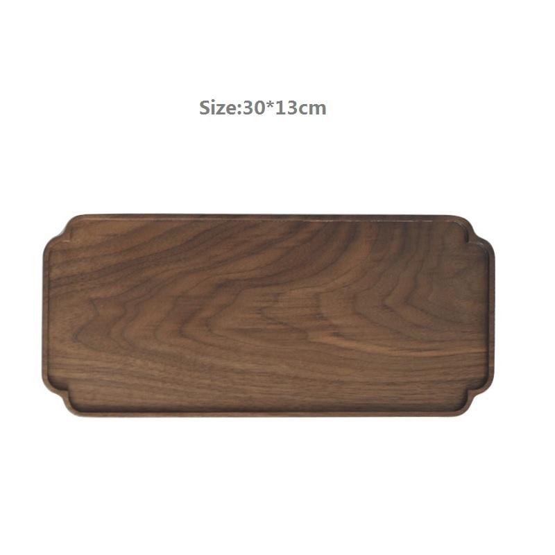 HeMu Black Walnut Whole Wood Lace Tray Bread And Fruit Snack Plate Plum Blossom Edge Tea Tray Restaurant Hotel Coffee Shop Tray