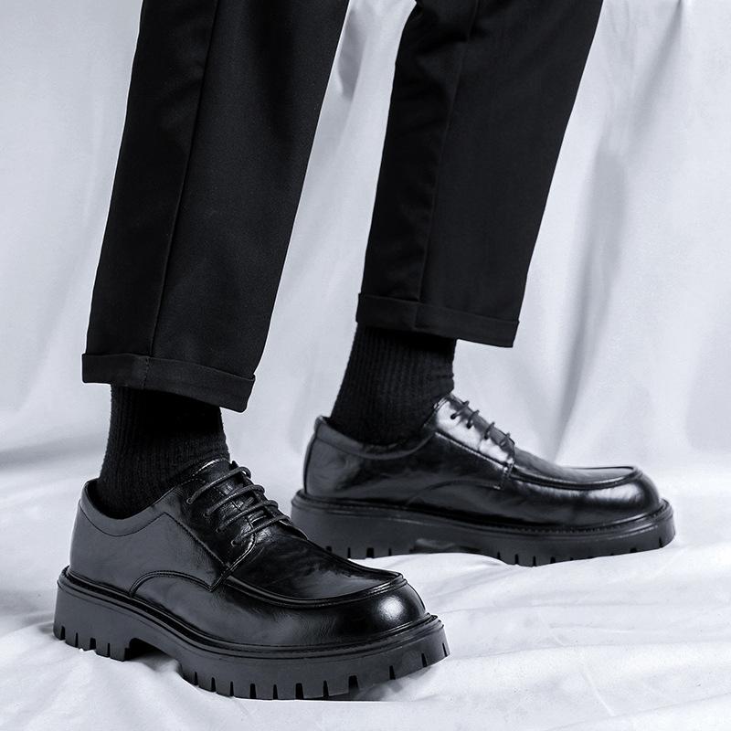 Leather shoes men's British style business and leisure new summer breathable heightening strap low top Martin boots 6408-R