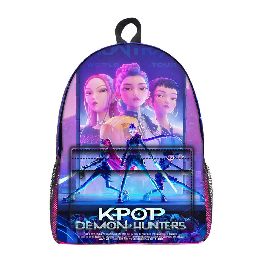Kpop Demon Hunters Cartoon Pattern Oxford Cloth Student Backpack