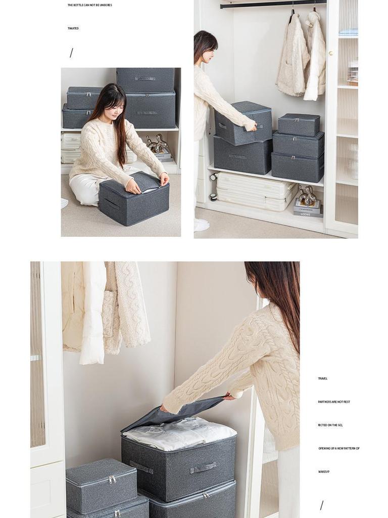 Foldable Dustproof Clothes Storage Box with Lid for Wardrobe