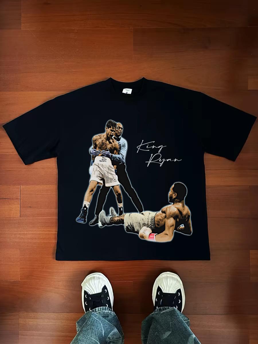 

Boxing American Style Short-sleeved Cotton T-shirt with A Low Neck and Casual Style 5XL різнокольоровий