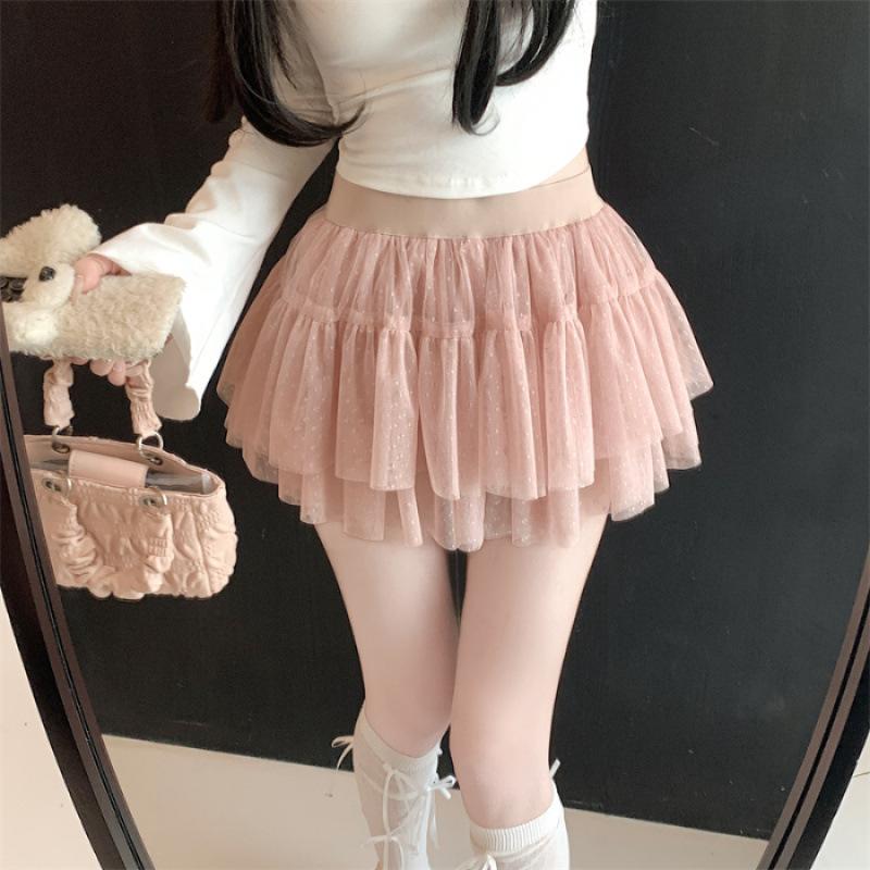 

Балетный шторм точечная сетка сшивание пышная юбка летняя новая маленькая сладкая А-силуэта юбка-торт S