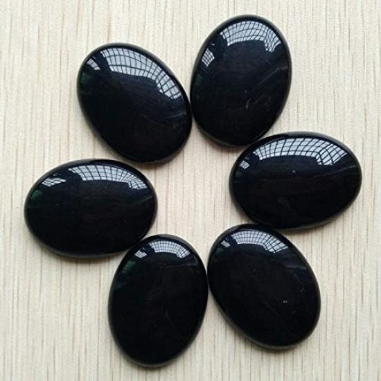 Ochoos Wholesale 6pcs/lot Assorted Natural Black Onyx Oval CAB CABOCHON Mix 30x40mm Stone Beads for DIY Jewelry Making