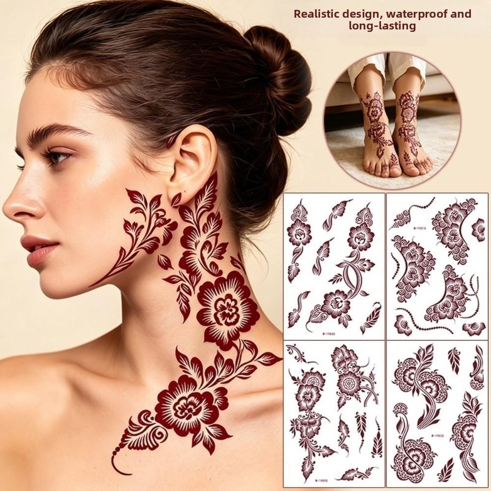 Red Mehndi Stickers Henna Tattoo Stickers Lace Fake Tattoo Red Henna Tattoo Decals India Mehndi