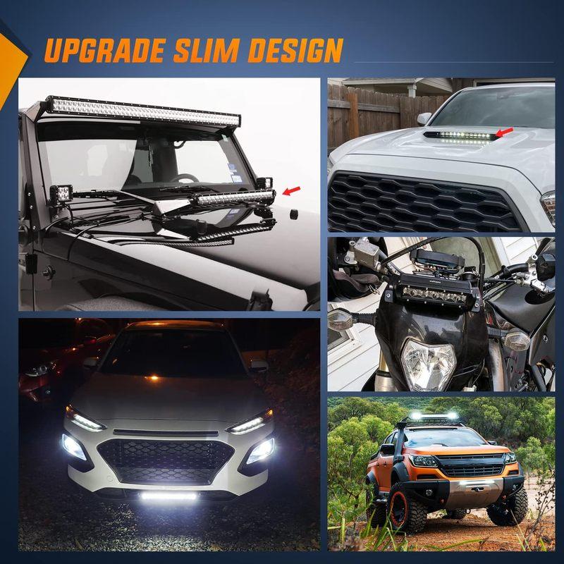 Nilight Led Light Bar Super Slim 2Pcs 11Inch 50W Flood 5000LM 3D Driving Fog Off Road Lights Work Light Pods for Trucks Pickup SUV ATV UTV Boat 4x4
