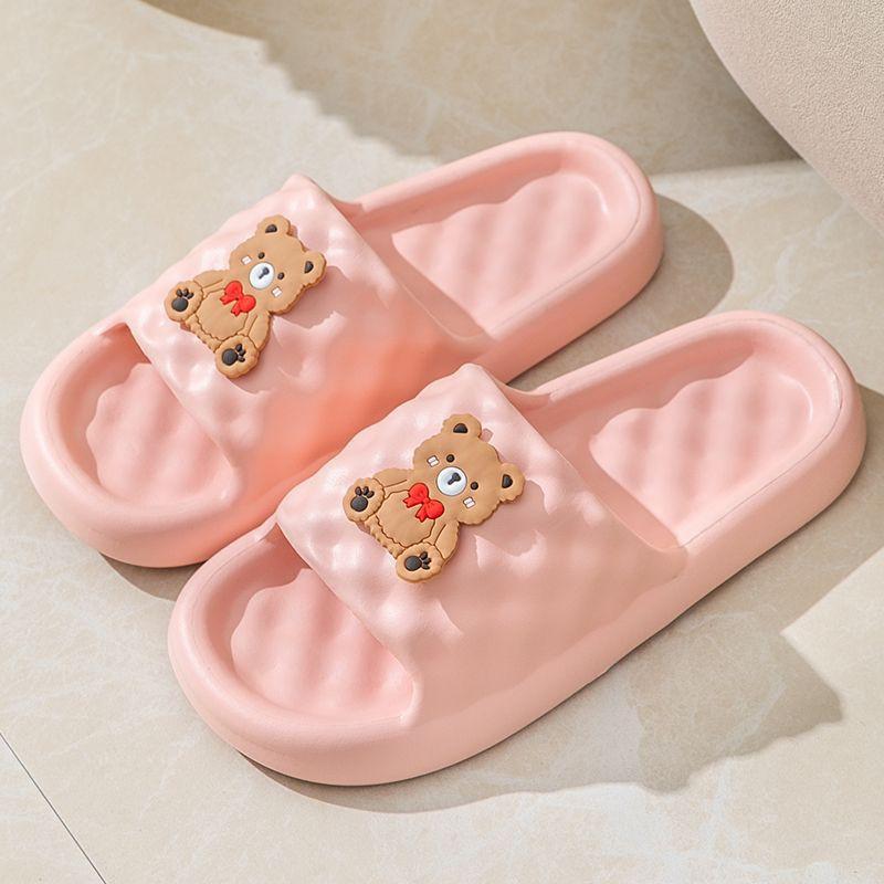 Soft Cushioned Indoor Slippers Kids Unisex Cartoon Design Non-Slip Bathroom Home Use Thick Sole Comfortable Slip-On Shoes