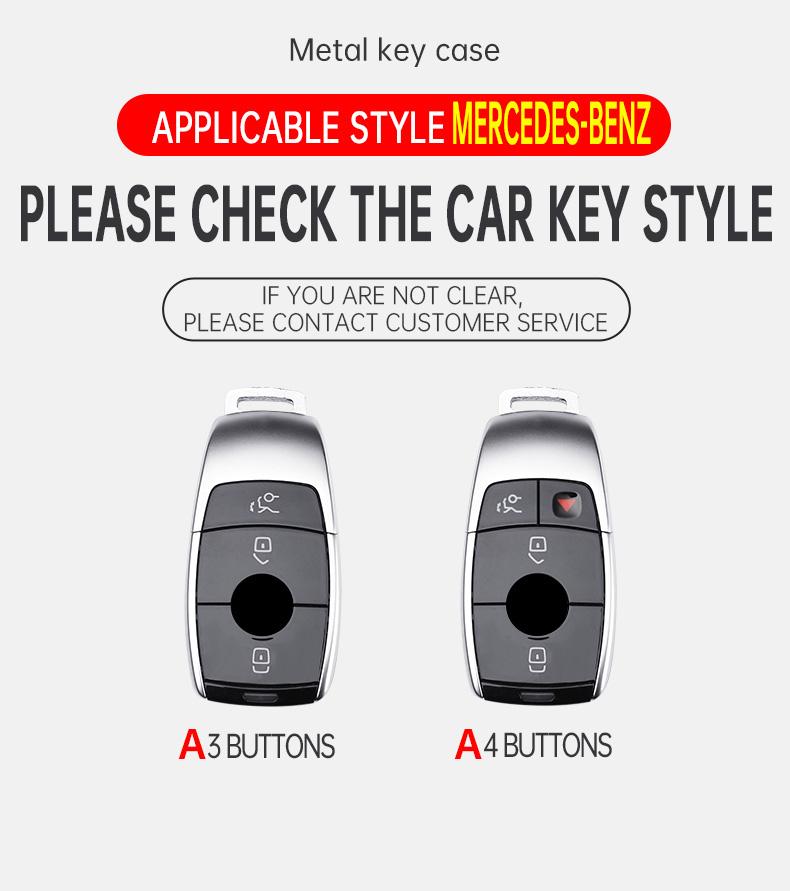 3/4 Button Key Fob Alloy Cover Case Fits for 2019 2020 Mercedes-Benz A220 E63S AMG E-Class GLE 350 4MATIC E300 E400 E43 W213